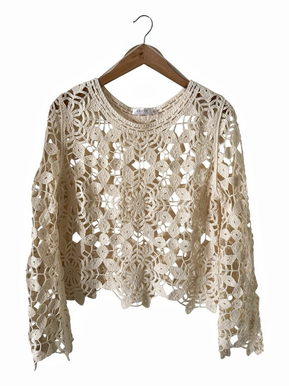 CLOTH BY DESIGN Crochet Open-Knit Sweater Size Large